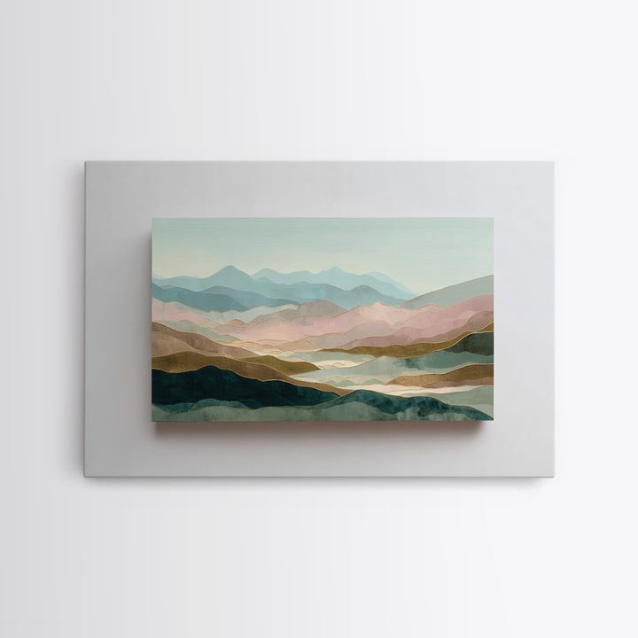 Minimal Sunrise over Rounded Hills Canvas Print, Medical Office Art, School Nurse Art, Office Decor, Calm, Luxury Decor, MOA-3x2-51