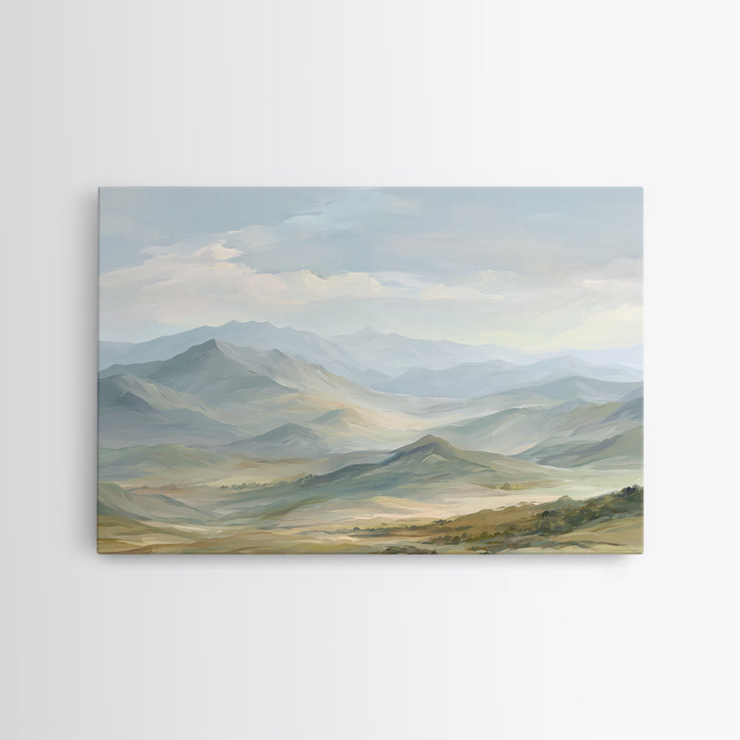Soft Mountain Landscape Canvas Print, Medical Office Art, Anatomy Wall Art, Office Decor, Oil Painting, Calm, Neuroscience Art, MOA-3x2-54