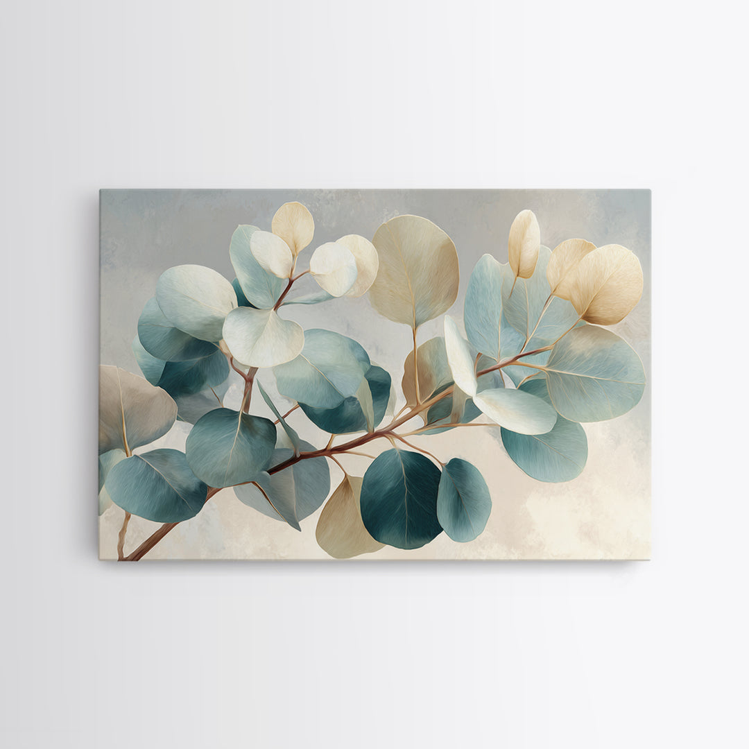 Botanical Eucalyptus Branch Framed Canvas Print, Medical Office Art, Digital Art, Office Decor, Watercolor Art, Calm, MOA-3x2-55