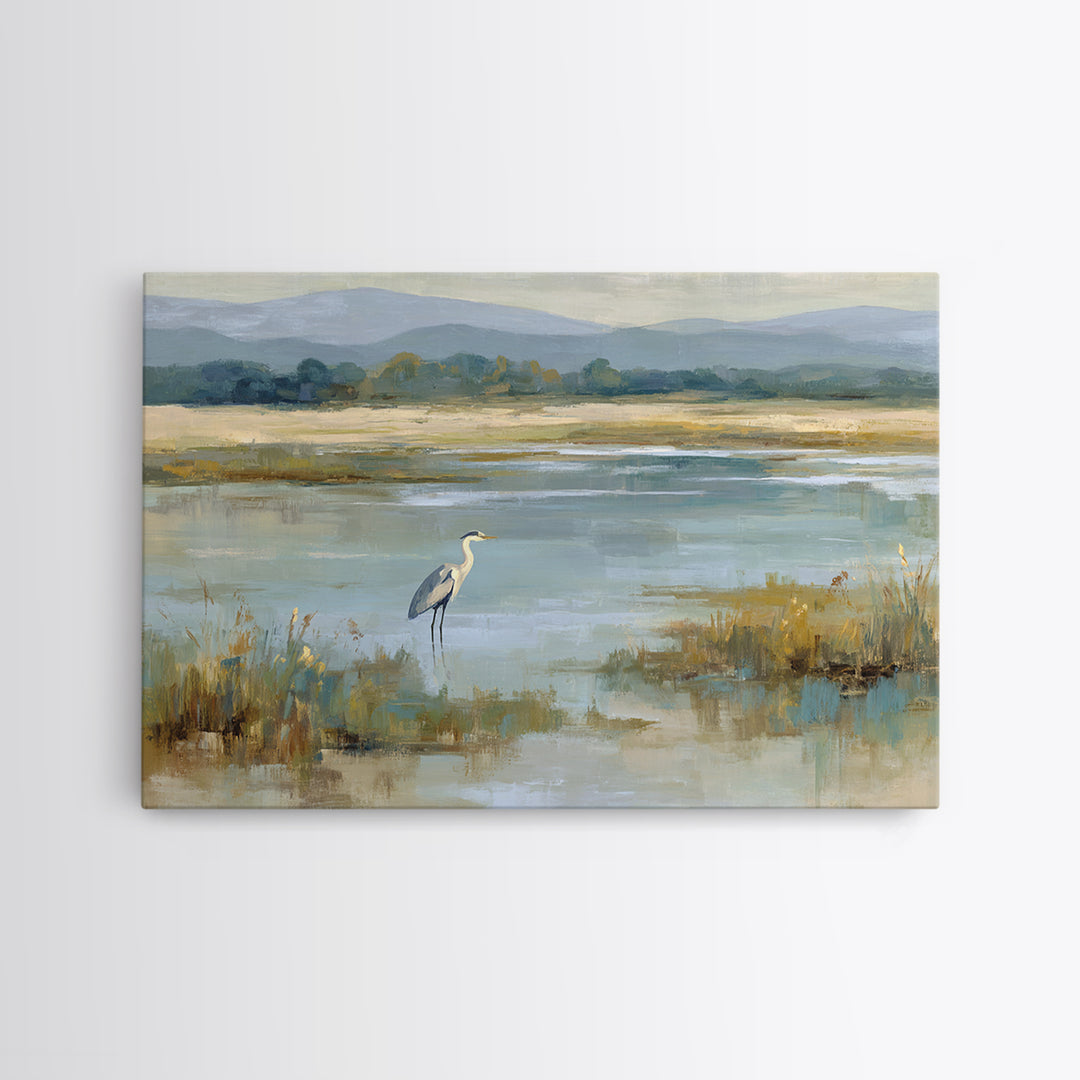 Blue Heron Standing Canvas Print, Medical Office Art, Medical Art, Office Decor, Fine Art, Calm, Biology Art, Nurse Wall Art, MOA-3x2-66