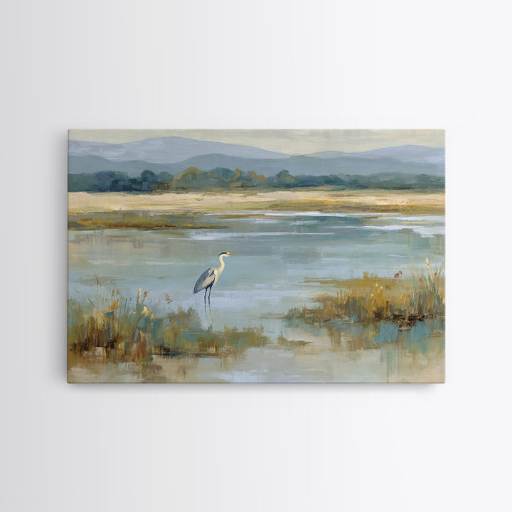 Blue Heron Standing Canvas Print, Medical Office Art, Medical Art, Office Decor, Fine Art, Calm, Biology Art, Nurse Wall Art, MOA-3x2-66