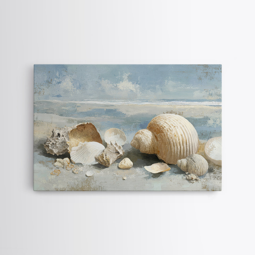 Coastal Shells and Water Study Canvas Print, Medical Office Art, Modern Decor, Office Decor, Fine Art, Calm, Home Decor, MOA-3x2-72