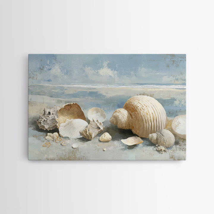 Coastal Shells and Water Study Canvas Print, Medical Office Art, Modern Decor, Office Decor, Fine Art, Calm, Home Decor, MOA-3x2-72