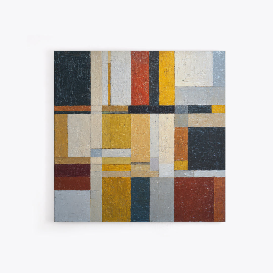 Urban Window Grid Transformed into Abstraction Framed Canvas Print, Modern Art, Art, Living Room Decor, Fine Art, Modern, MOD-1x1-12