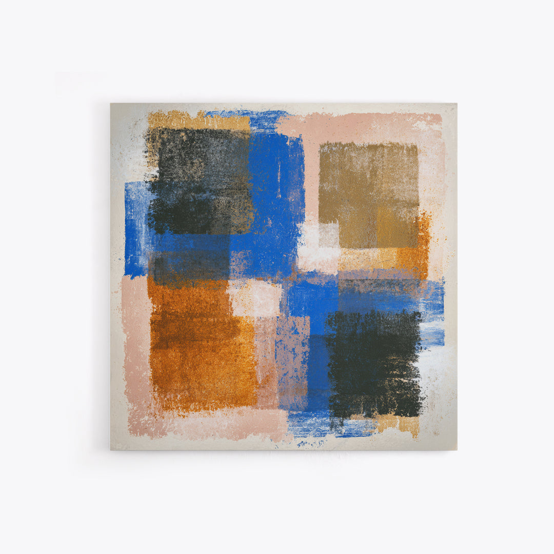 Expressive Brushwork in Cobalt and Rust Canvas Print, Modern Art, Set of 3 Prints, Living Room Decor, Oil Painting, Modern, MOD-1x1-30