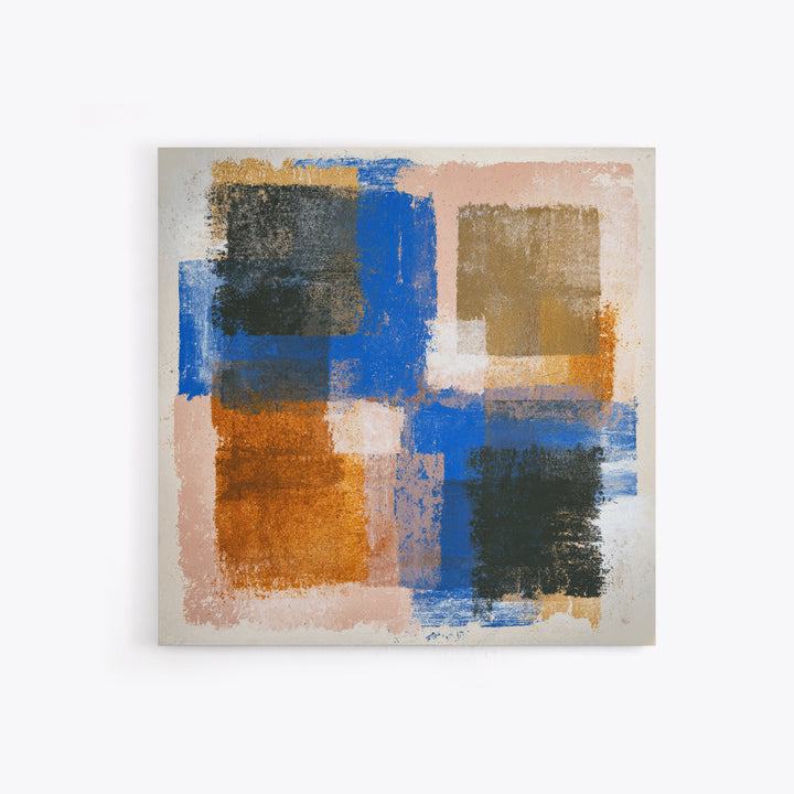 Expressive Brushwork in Cobalt and Rust Canvas Print, Modern Art, Set of 3 Prints, Living Room Decor, Oil Painting, Modern, MOD-1x1-30