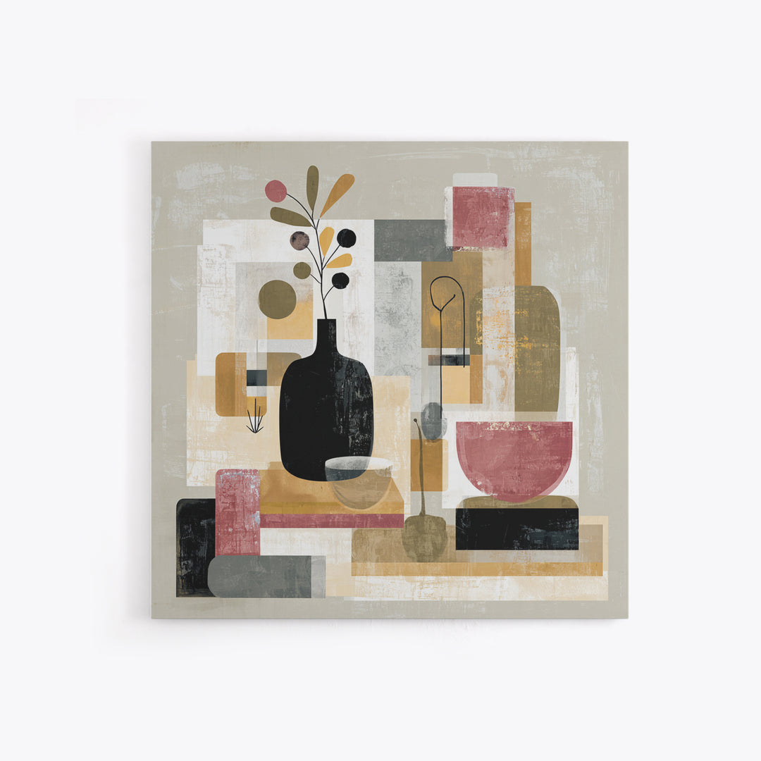 Modern Still Life Framed Canvas Print, Modern Art, Trendy Wall Art, Living Room Decor, Oil Painting, Modern, Minimalist Decor, MOD-1x1-61