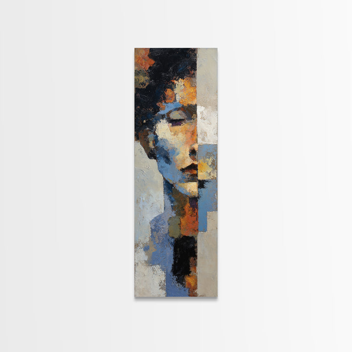Expressive Brushwork in Cobalt and Rust Canvas Print, Modern Art, Art Print, Living Room Decor, Oil Painting, Modern, MOD-1x3-90