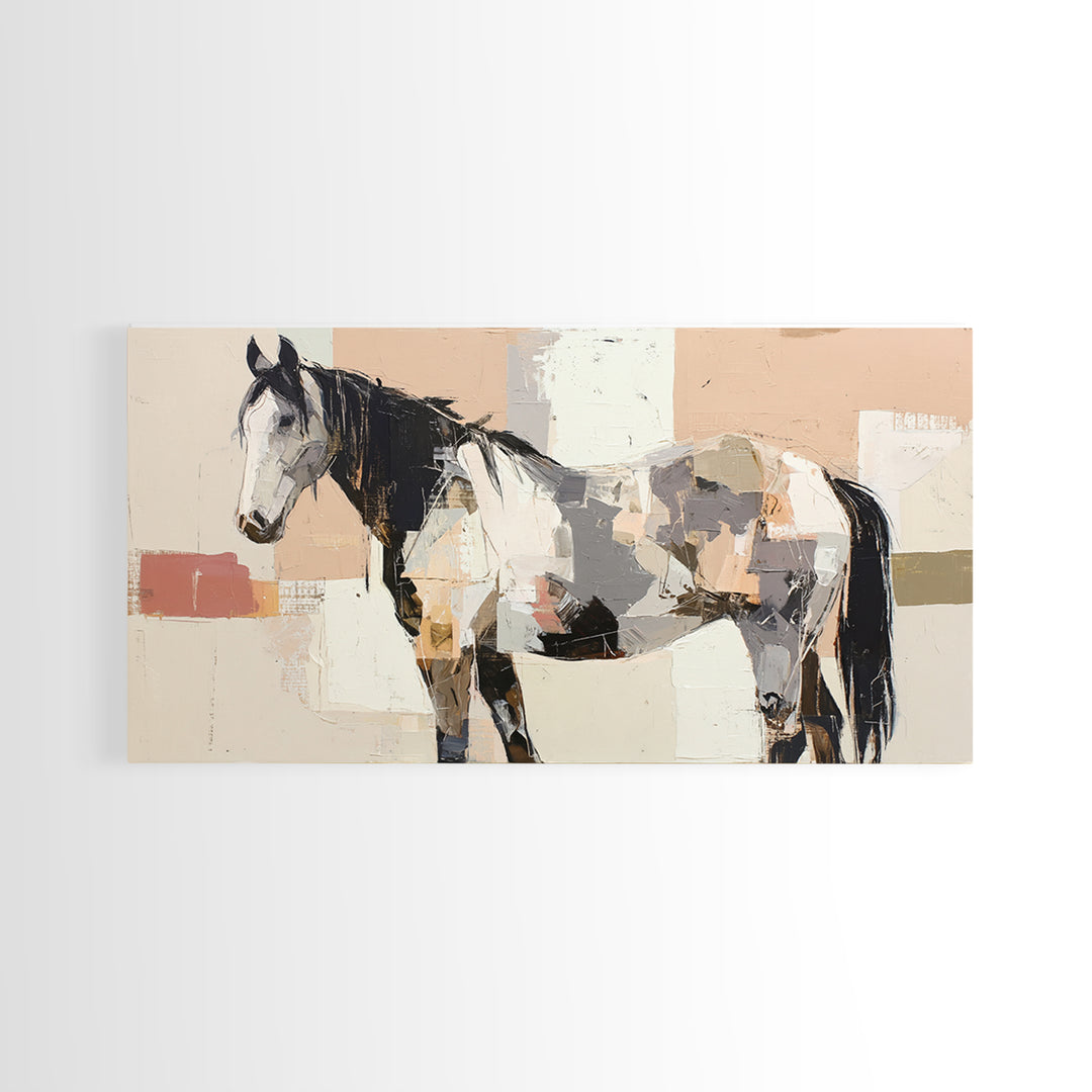 Contemporary Horse Portrait Framed Canvas Print, Modern Art, Living Room Decor, Fine Art, Modern, Gallery Decor, Neutral Decor, MOD-2x1-11