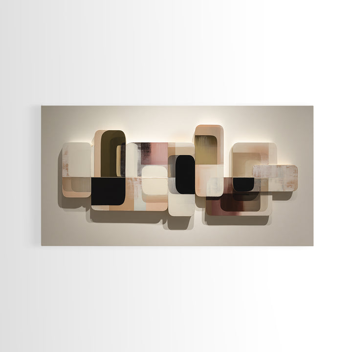 Minimal Sculpture Shapes Painted Canvas Print, Modern Art, Wall Decor, Living Room Decor, Abstract Art, Modern, Digital Print, MOD-2x1-52