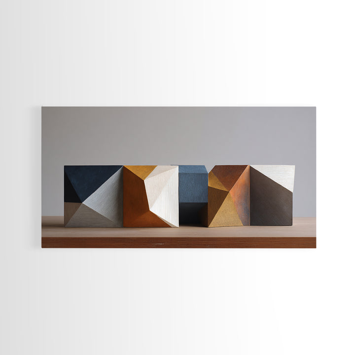 Minimal Sculpture Shapes Painted Canvas Print, Modern Art, Canvas Art, Living Room Decor, Fine Art, Modern, Poster Art, MOD-2x1-76