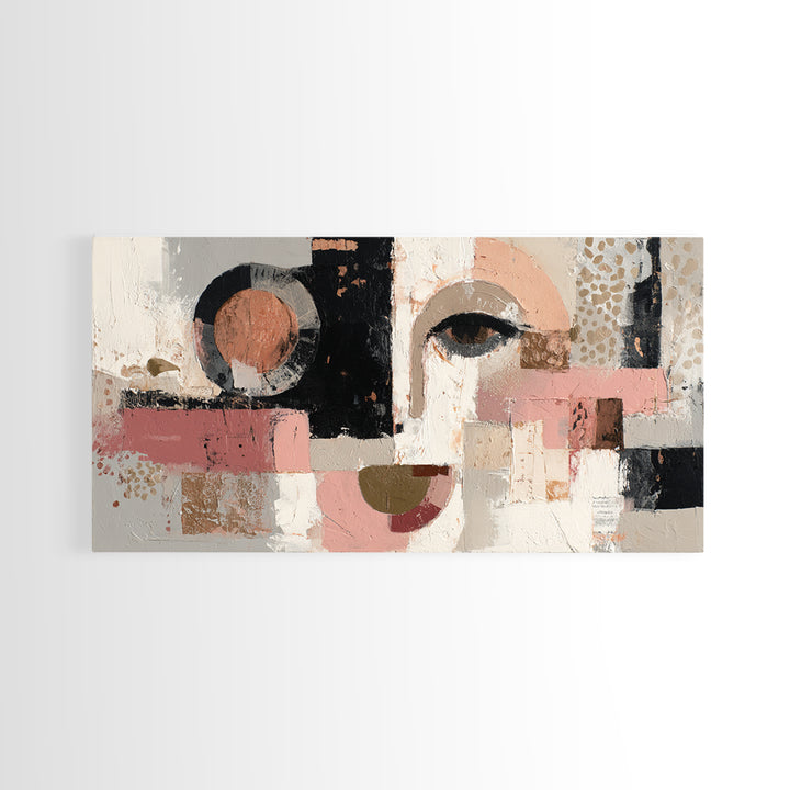 Abstract Face with Asymmetrical Features Framed Canvas Print, Modern Art, Canvas Wall Art, Living Room Decor, Fine Art, Modern, MOD-2x1-99