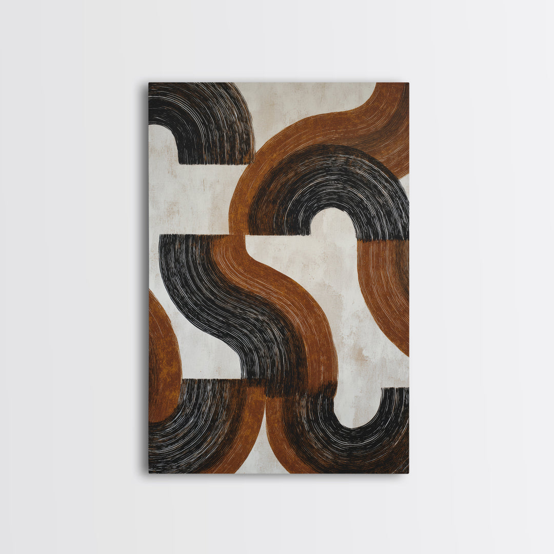 Dynamic Black Brush Marks on Neutral Ground Canvas Print, Modern Art, Digital Prints, Living Room Decor, Fine Art, Modern, MOD-2x3-67