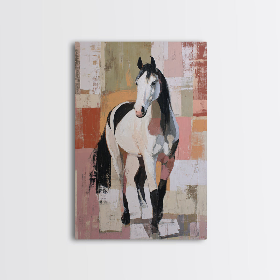 Contemporary Horse Portrait Canvas Print, Modern Art, Digital Art, Living Room Decor, Fine Art, Modern, Abstract Wall Art, MOD-2x3-71