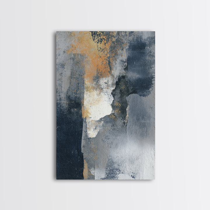 Monochrome Ink and Acrylic Mixed Media Look Framed Canvas Print, Modern Art, Canvas Art, Living Room Decor, Fine Art, Modern, MOD-2x3-76