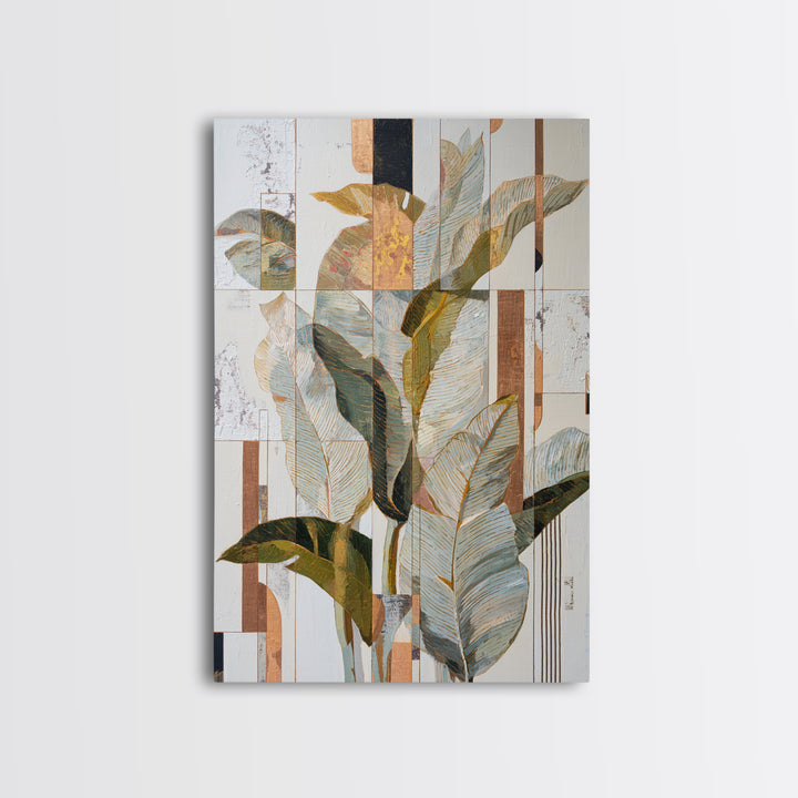 Modern Botanical Painting Framed Canvas Print, Modern Art, Canvas Wall Art, Living Room Decor, Oil Painting, Modern, MOD-2x3-85