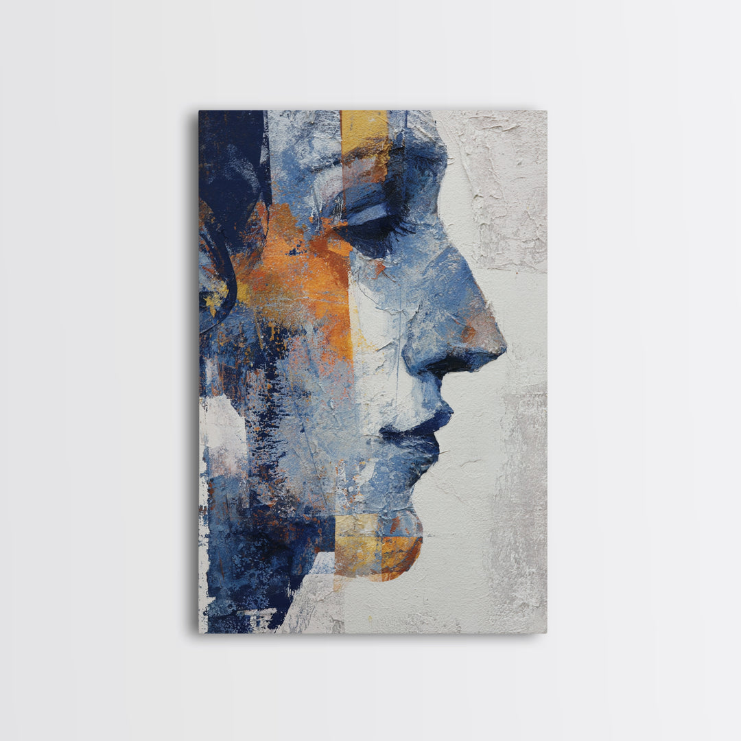 Expressive Brushwork in Cobalt and Rust Canvas Print, Modern Art, Digital Art, Living Room Decor, Abstract Art, Modern, MOD-2x3-86