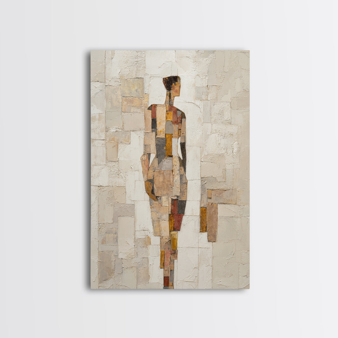 Fragmented Figure Study Framed Canvas Print, Modern Art, Wall Hanging, Living Room Decor, Oil Painting, Modern, MOD-2x3-97