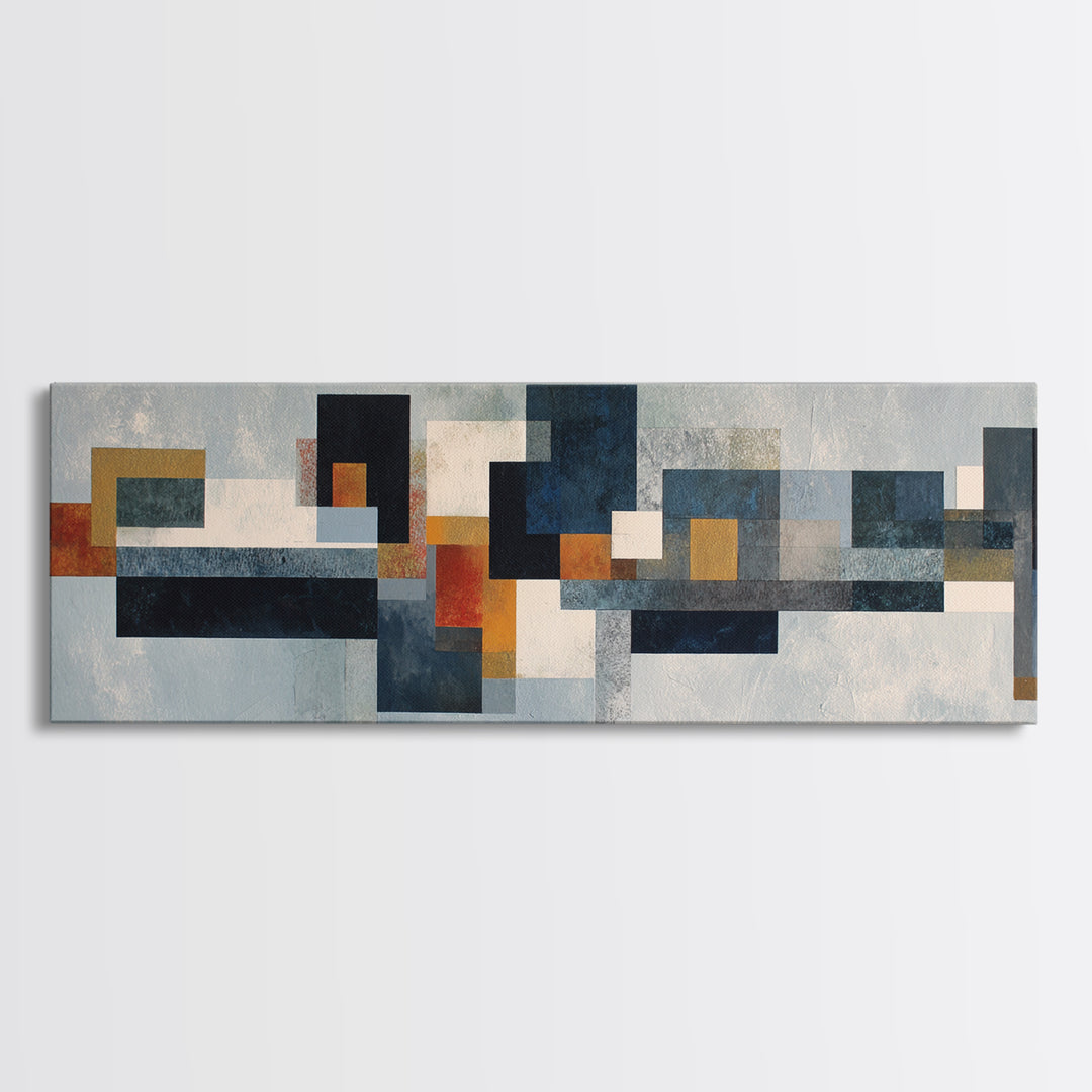 Geometric City Abstraction Canvas Print, Modern Art, Mid Century Modern Art, Living Room Decor, Fine Art, Modern, Art Print, MOD-3x1-20