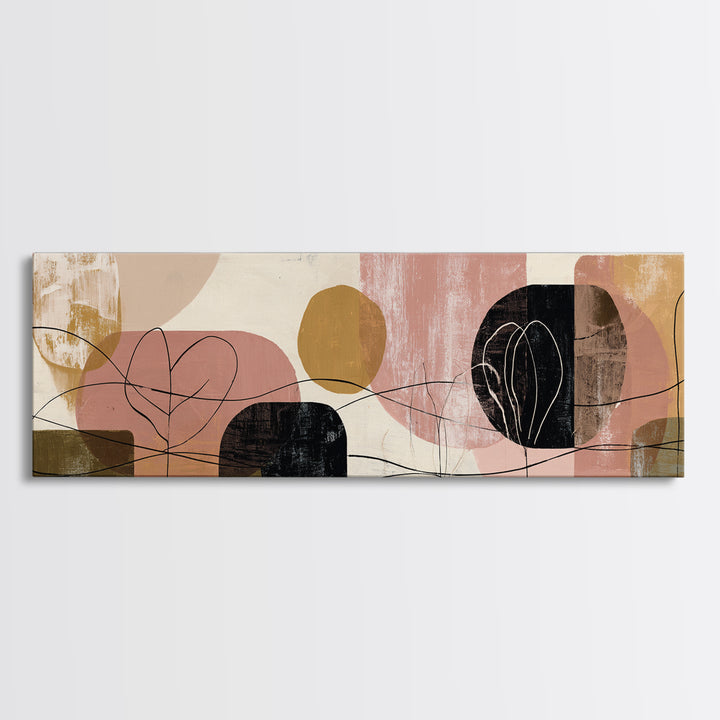 Clean Botanical Silhouette on Color Block Ground Canvas Print, Modern Art, Fine Art Print, Living Room Decor, Oil Painting, MOD-3x1-39
