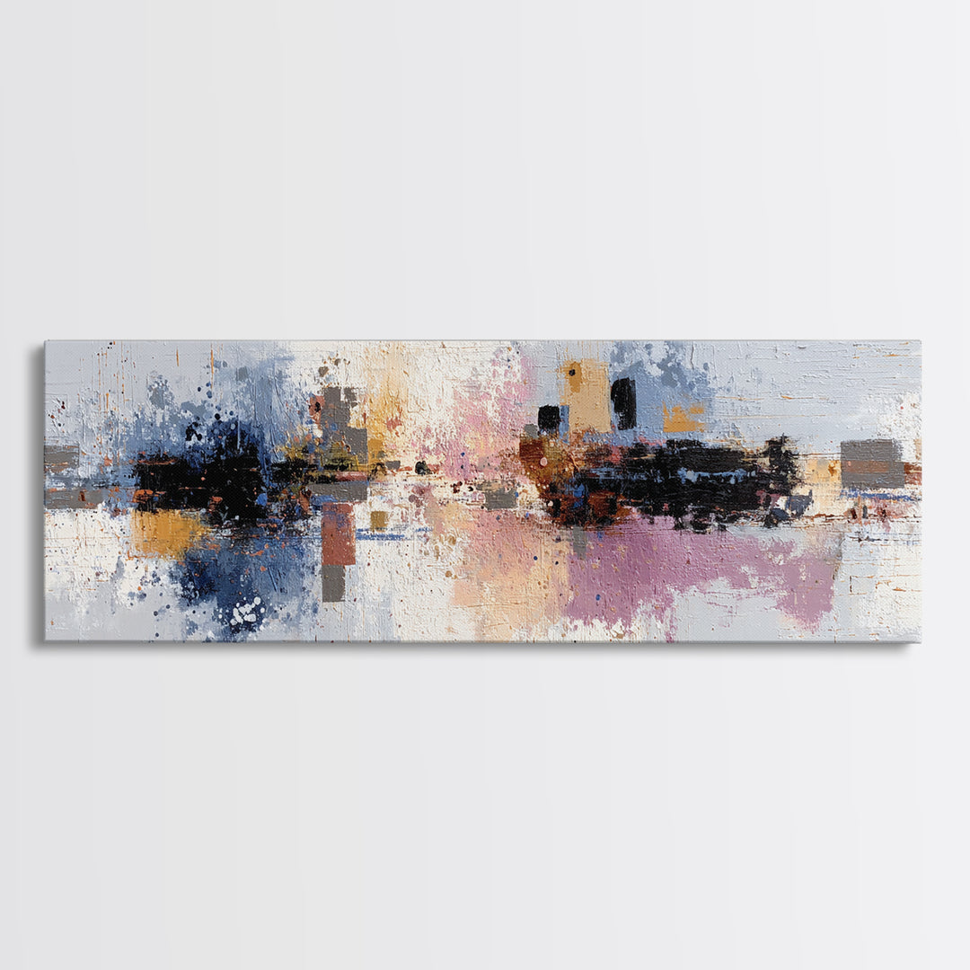 Expressive Brushwork in Cobalt and Rust Canvas Print, Modern Art, Canvas Art, Living Room Decor, Fine Art, Modern, Poster Art, MOD-3x1-46