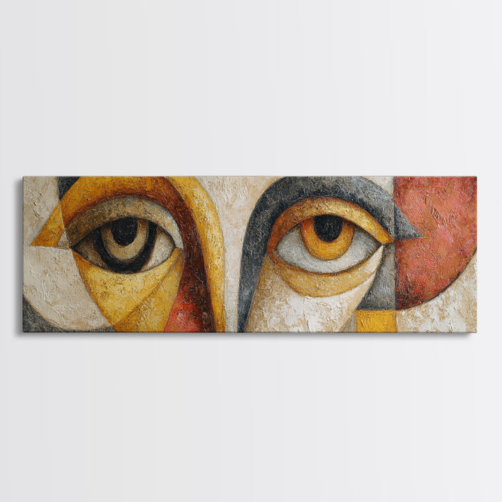 Abstract Face with Asymmetrical Features Framed Canvas Print, Modern Art, Art, Living Room Decor, Fine Art, Modern, Canvas Art, MOD-3x1-47