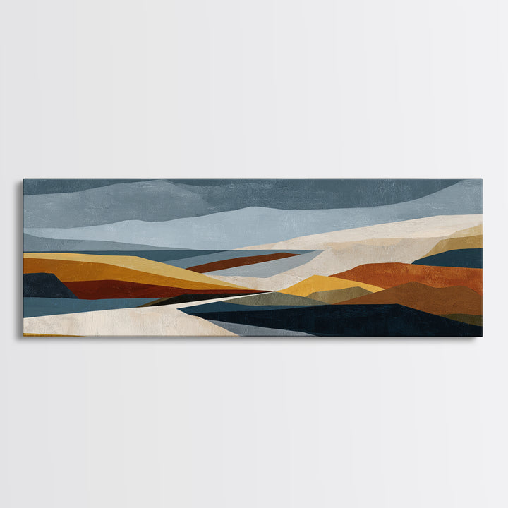 Modern Landscape with Simplified Horizon Framed Canvas Print, Modern Art, Set of 3 Prints, Living Room Decor, Oil Painting, MOD-3x1-73