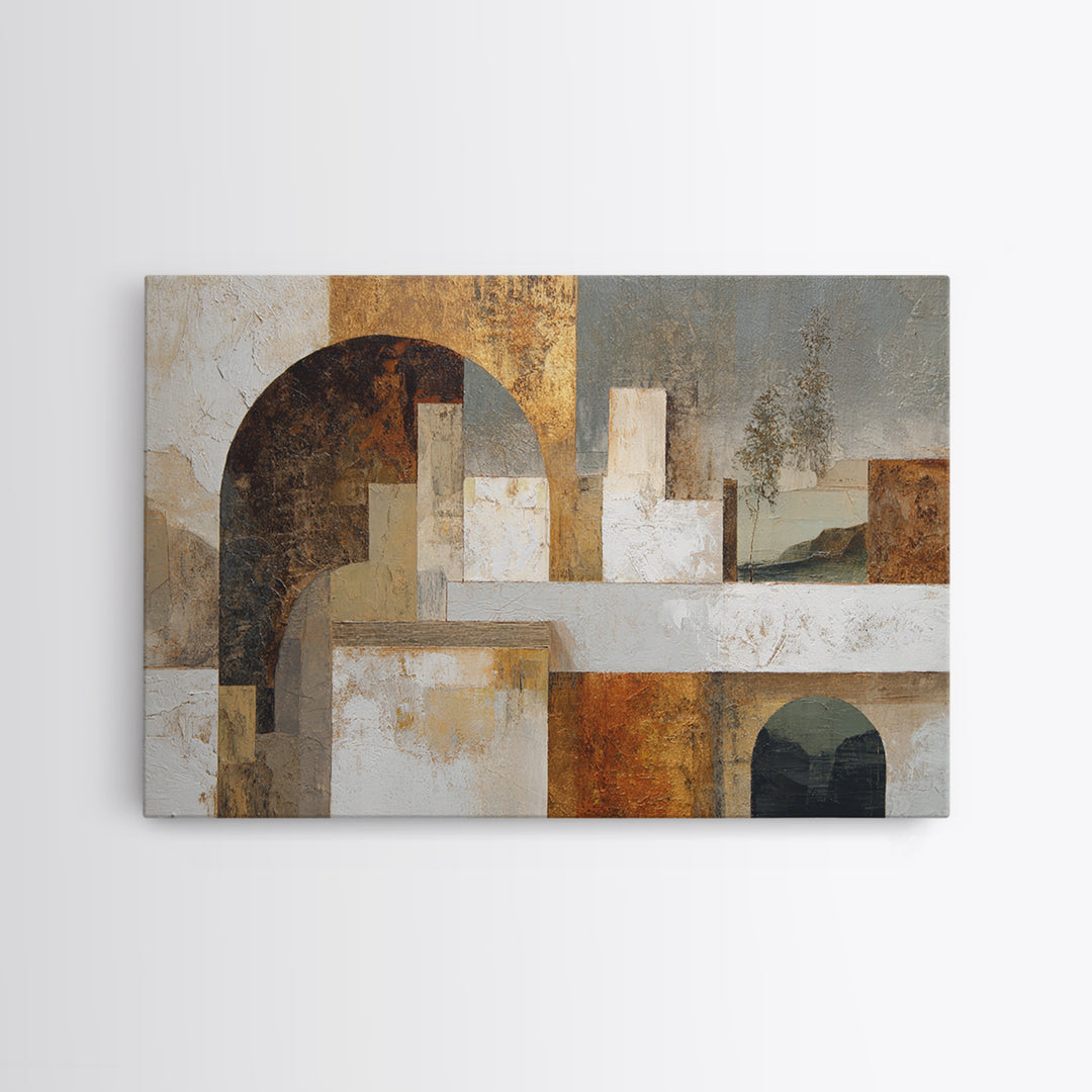 Architectural Arch Composition Framed Canvas Print, Modern Art, Living Room Decor, Abstract Art, Modern, Gallery Decor, MOD-3x2-25