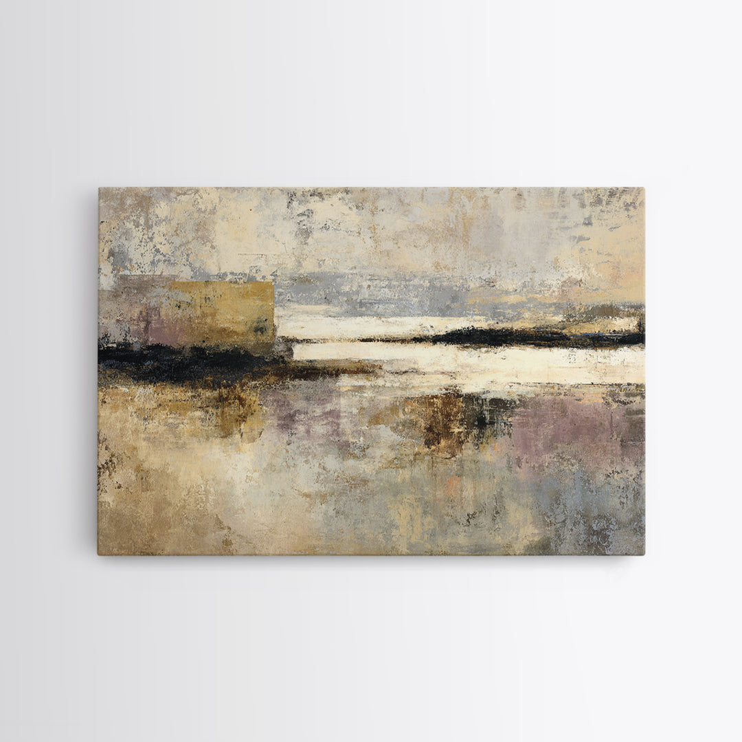 Modern Coastal Landscape Framed Canvas Print, Modern Art, Canvas Wall Art, Living Room Decor, Watercolor Art, Modern, MOD-3x2-46