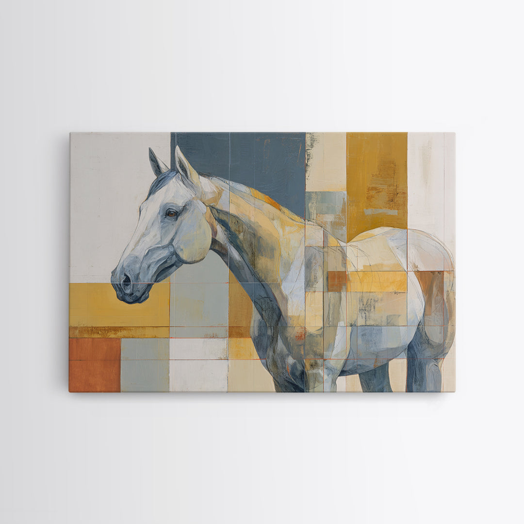 Contemporary Horse Portrait Canvas Print, Modern Art, Textured Painting, Living Room Decor, Modern, Mid Century Modern, MOD-3x2-67