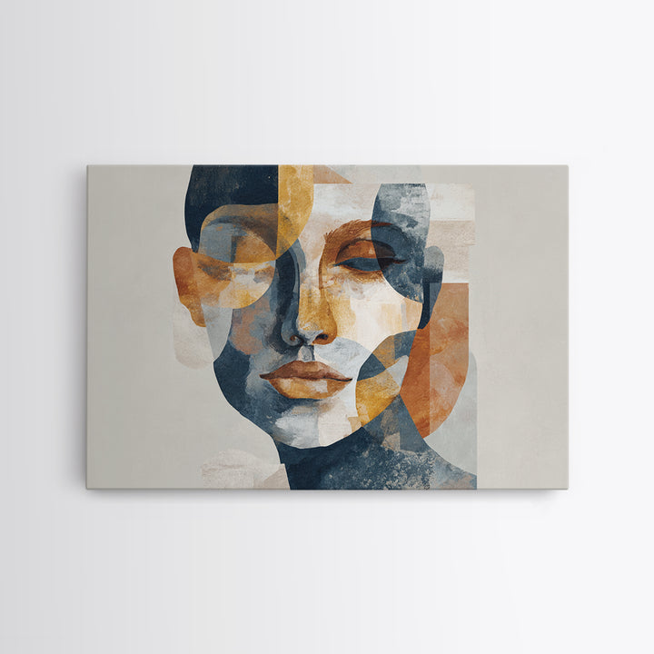 Abstract Face with Asymmetrical Features Canvas Print, Modern Art, Wall Art, Living Room Decor, Fine Art, Modern, Artwork, MOD-3x2-83