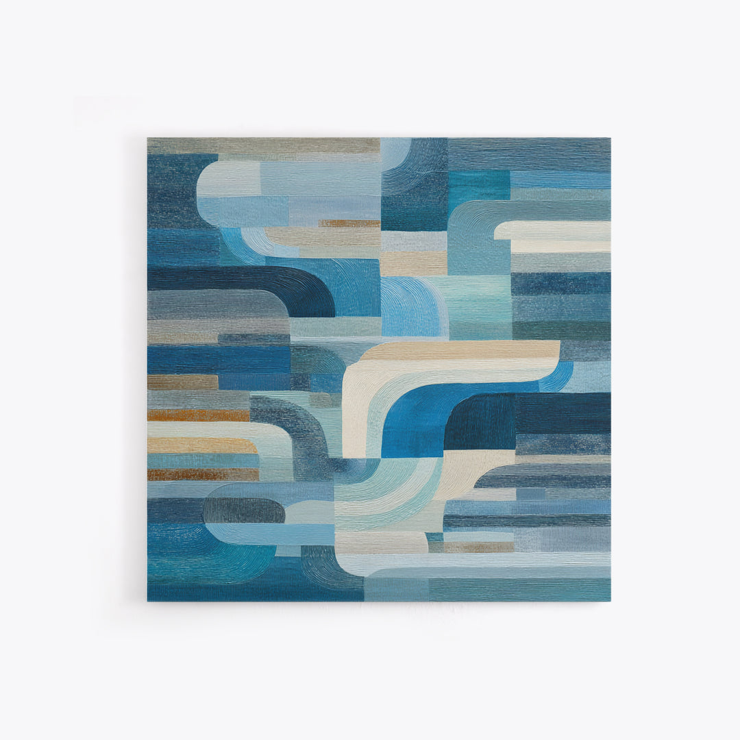 All Blue Ocean Abstraction Framed Canvas Print, Monochrome Art, Wallpaper Mural, Living Room Decor, Fine Art, Mono, MON-1x1-1