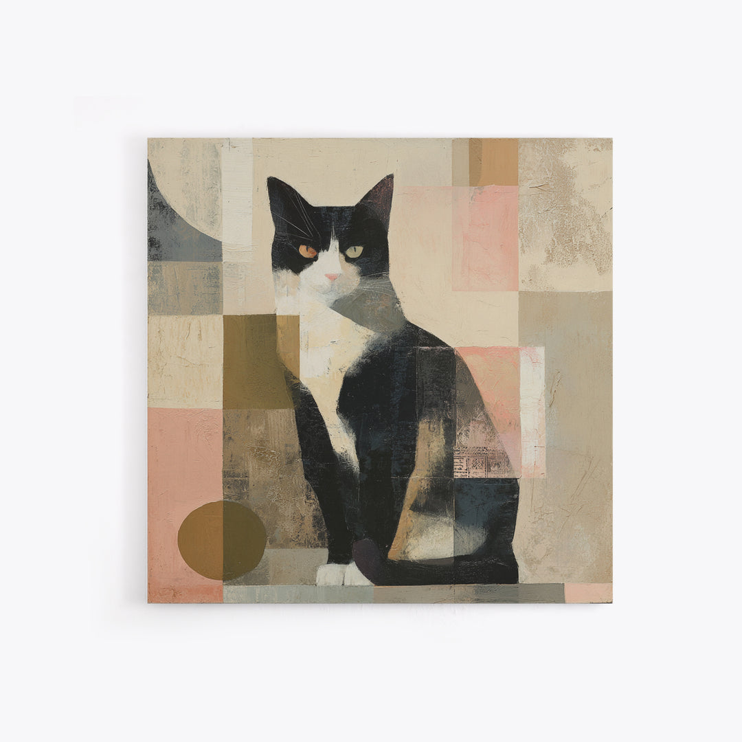 Monochrome Cat Portrait Framed Canvas Print, Monochrome Art, Original Art, Living Room Decor, Fine Art, Mono, Bird Art, MON-1x1-11