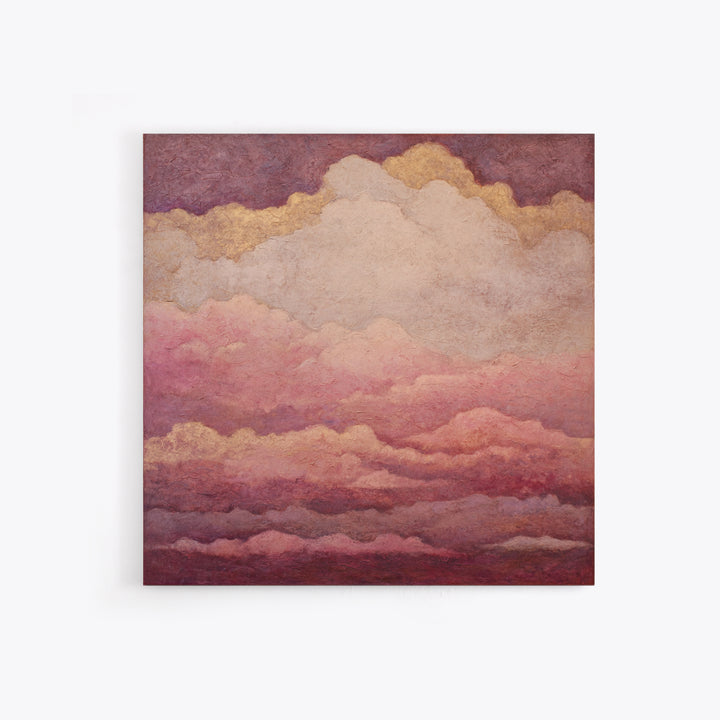 All Pink Cloudscape Framed Canvas Print, Monochrome Art, Digital Prints, Living Room Decor, Fine Art, Mono, Apartment Decor, MON-1x1-12