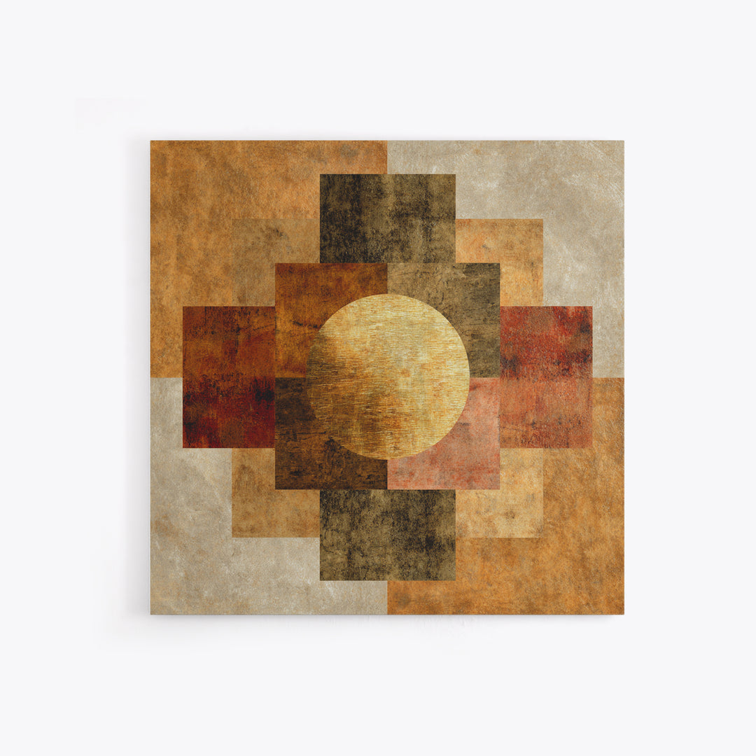 Gold Tonal Sunburst Medallion Canvas Print, Monochrome Art, Dopamine Decor, Living Room Decor, Fine Art, Mono, Modern Decor, MON-1x1-14