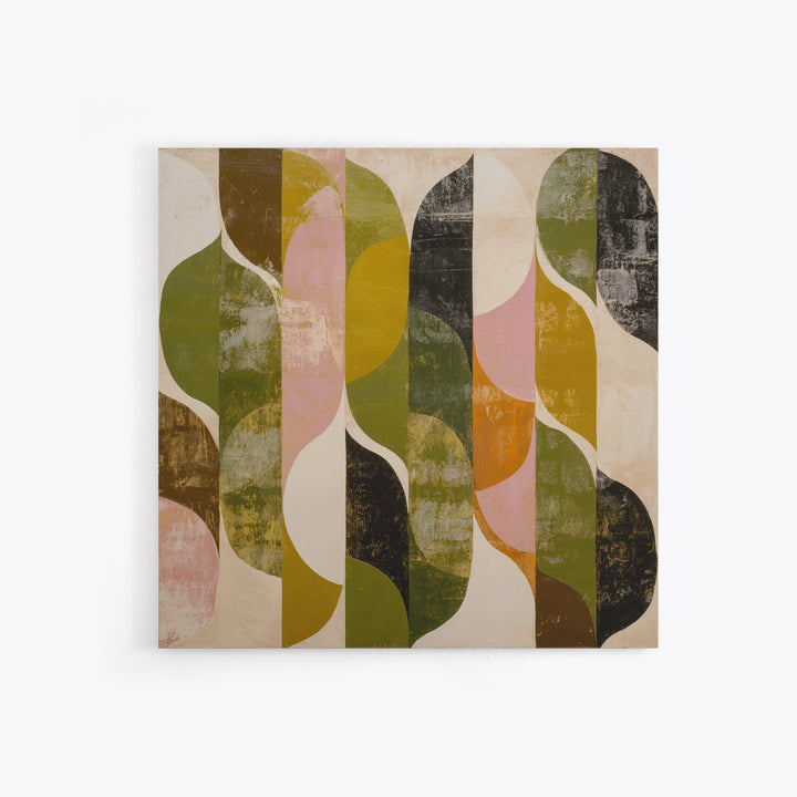Olive Green Abstract Leaf Pattern Canvas Print, Monochrome Art, Living Room Decor, Watercolor Art, Mono, Printable Art, MON-1x1-20