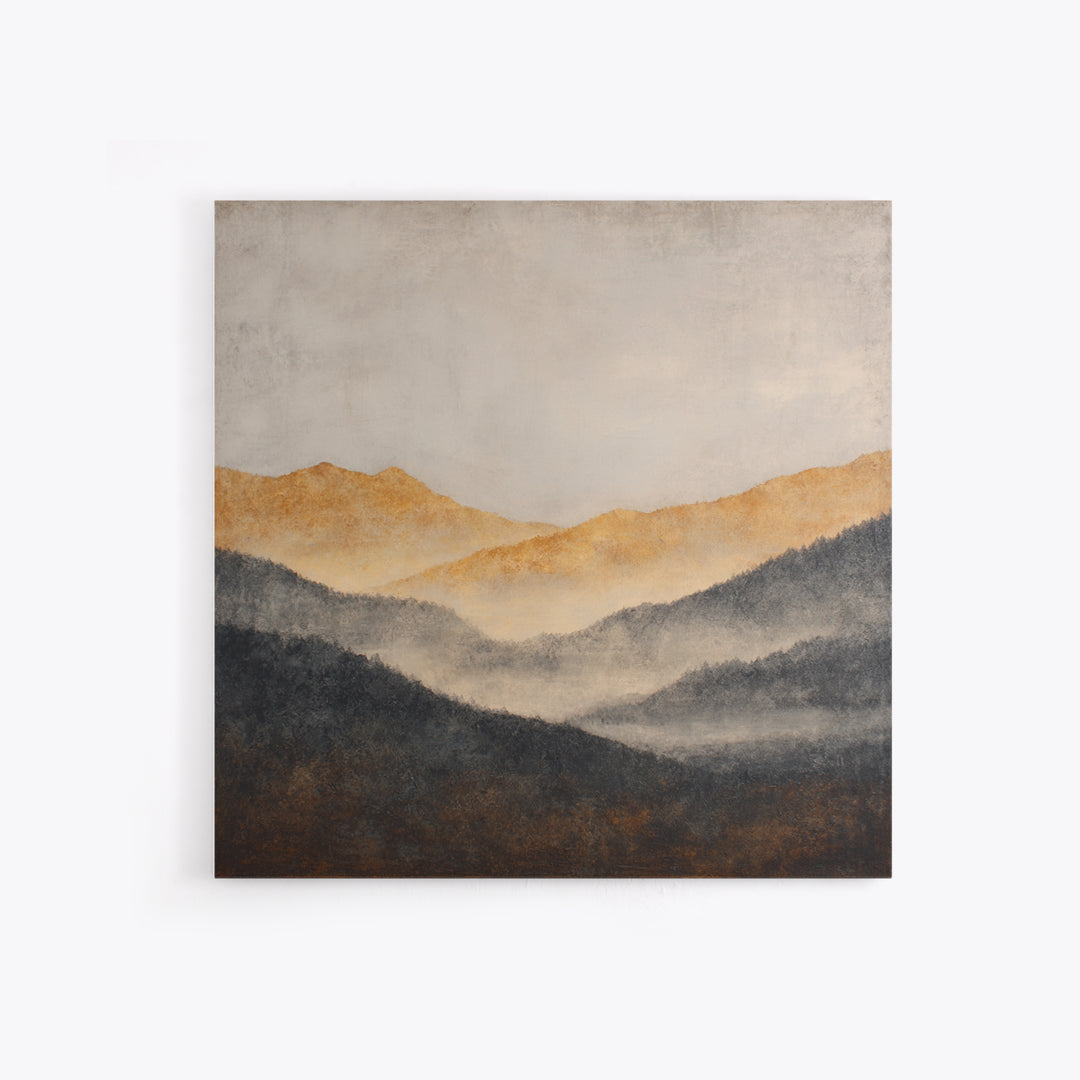 Charcoal Mountain Landscape Framed Canvas Print, Monochrome Art, Printable Wall Art, Living Room Decor, Fine Art, Mono, MON-1x1-28