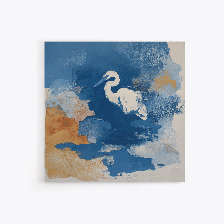 Blue Heron in Monochrome Navy Palette Framed Canvas Print, Monochrome Art, Gallery Decor, Living Room Decor, Fine Art, Mono, MON-1x1-32