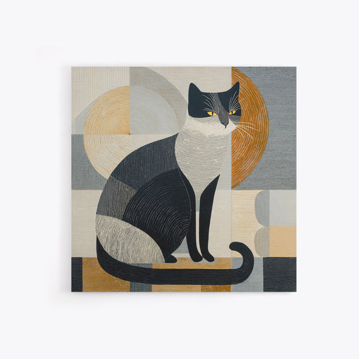 Monochrome Cat Portrait Canvas Print, Monochrome Art, Printable Art, Living Room Decor, Oil Painting, Mono, Minimalist Wall Art, MON-1x1-35