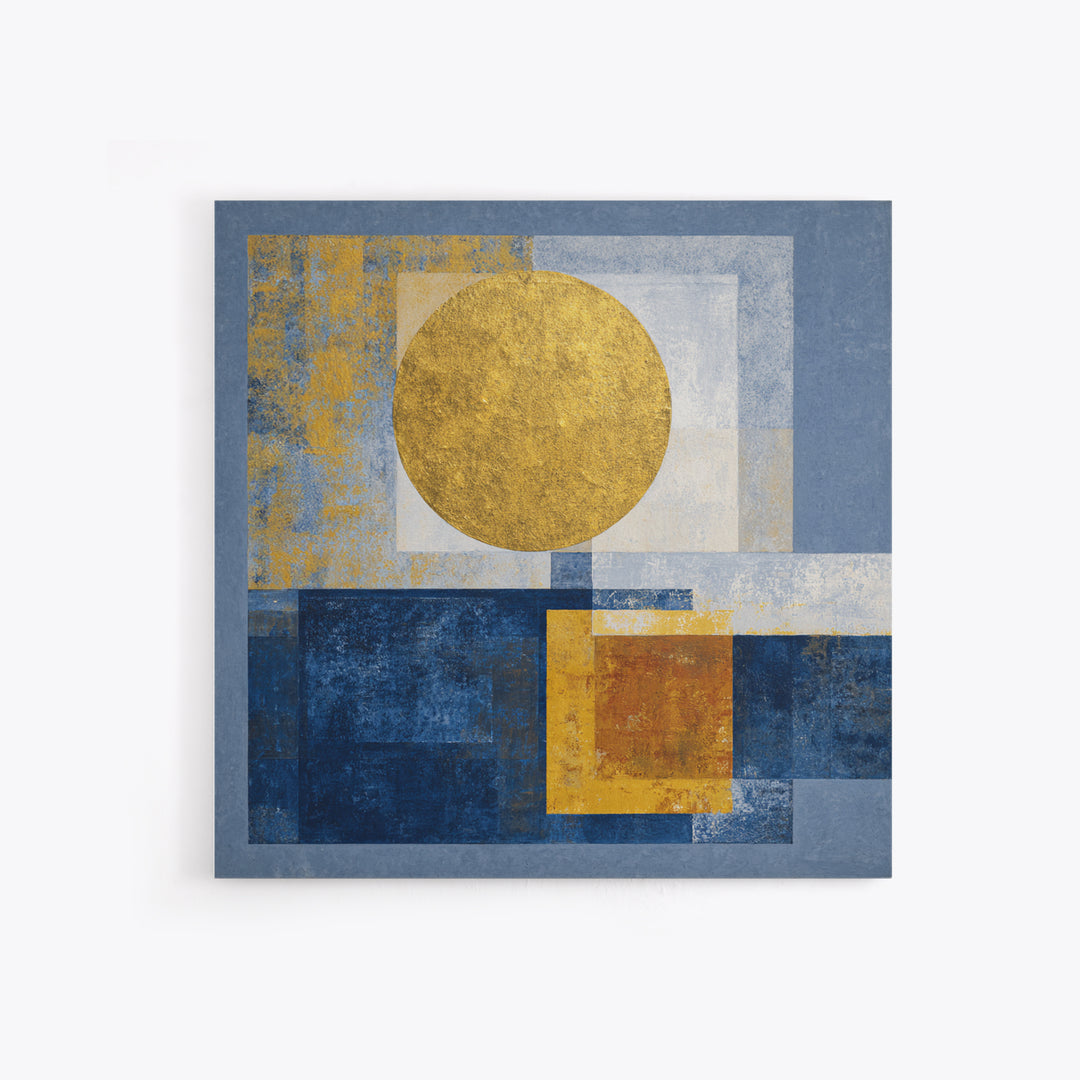 Gold Tonal Sunburst Medallion Framed Canvas Print, Monochrome Art, Wallpaper Mural, Living Room Decor, Fine Art, Mono, MON-1x1-38