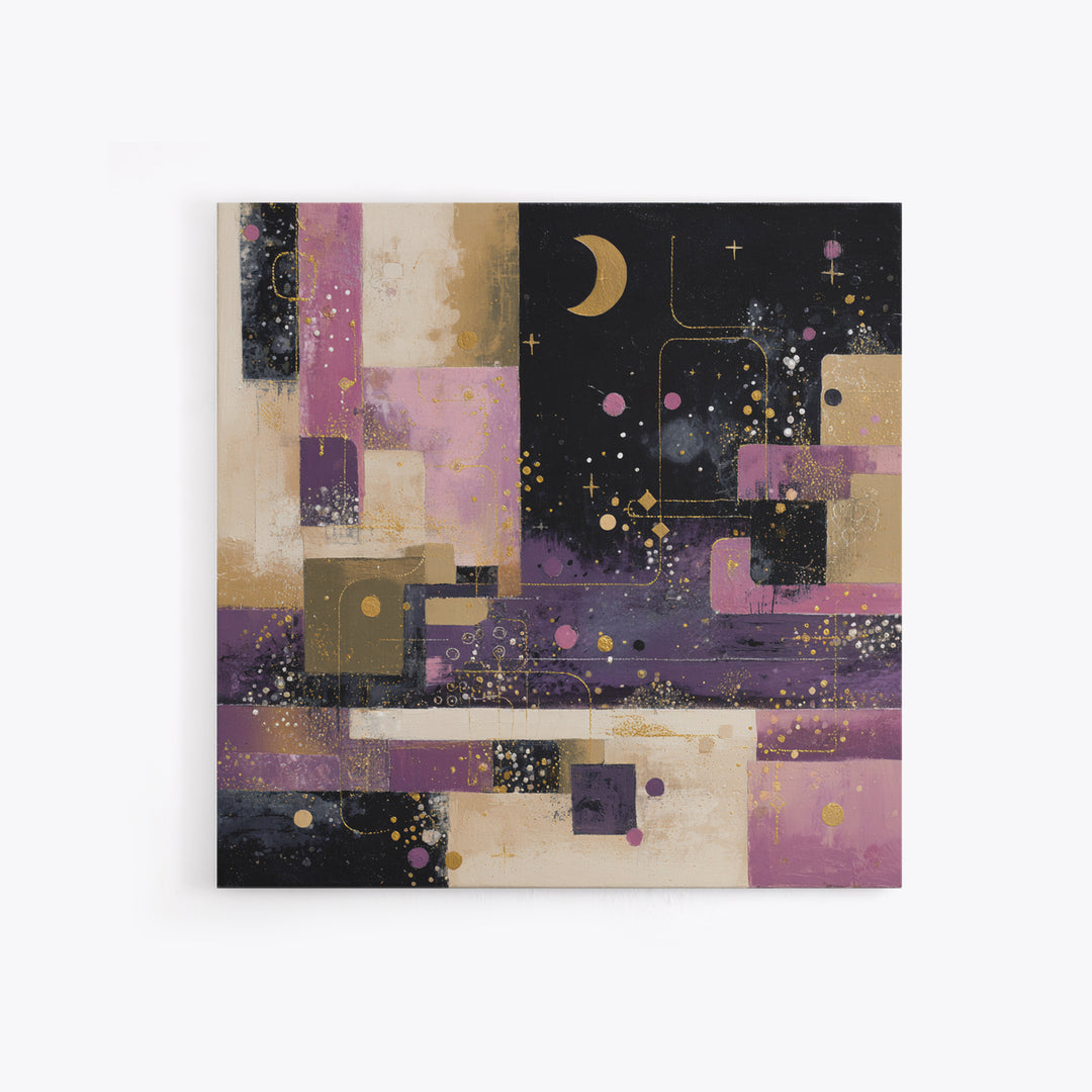 Purple Night Sky Framed Canvas Print, Monochrome Art, Living Room Decor, Fine Art, Mono, Gallery Decor, Neutral Decor, MON-1x1-39