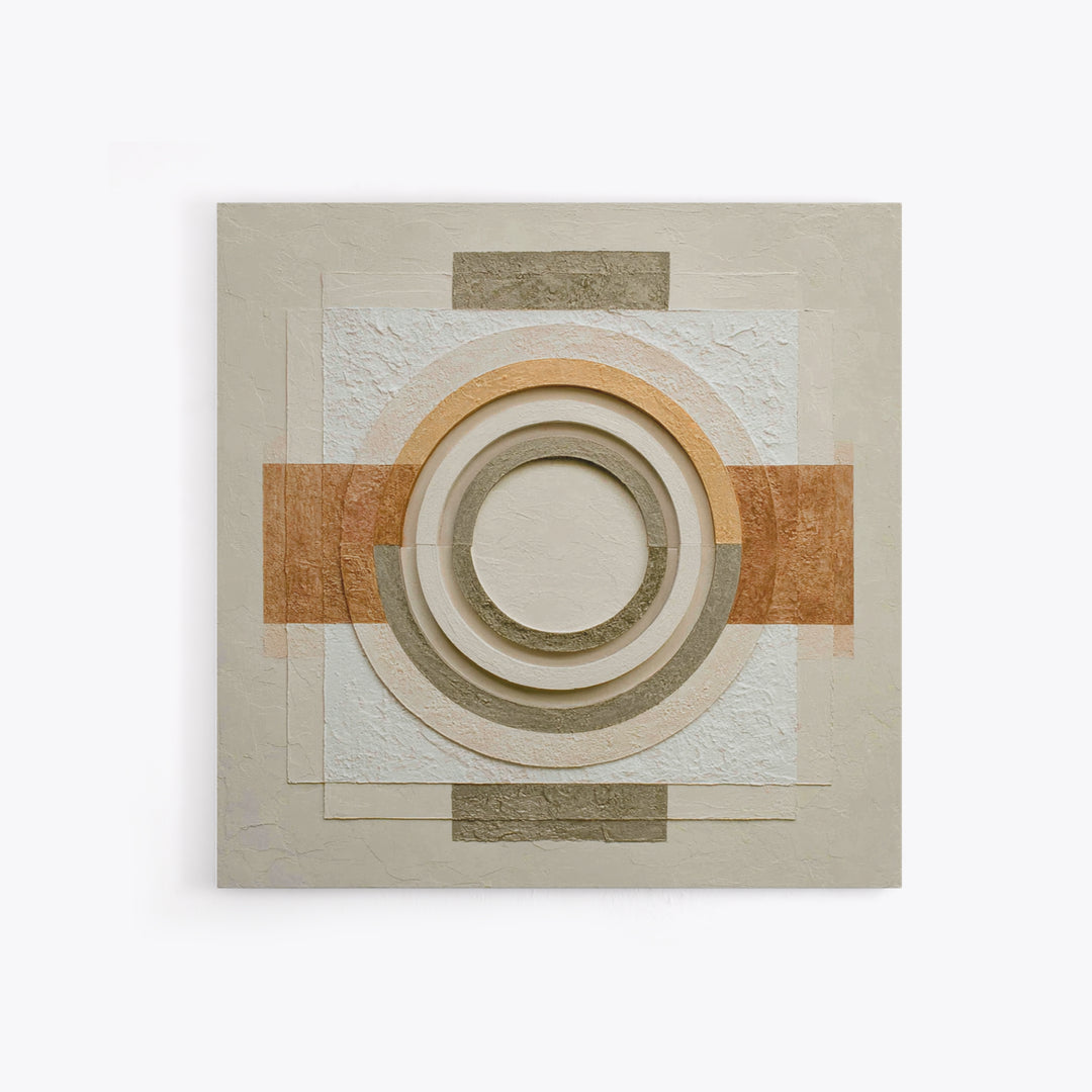 Cream on Cream Minimalist Forms Framed Canvas Print, Monochrome Art, Modern Wall Art, Living Room Decor, Fine Art, Mono, MON-1x1-46