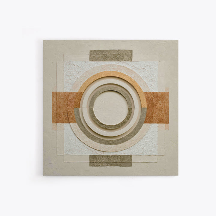 Cream on Cream Minimalist Forms Framed Canvas Print, Monochrome Art, Modern Wall Art, Living Room Decor, Fine Art, Mono, MON-1x1-46