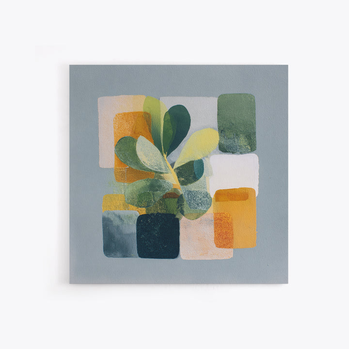 Green Botanical Study Framed Canvas Print, Monochrome Art, Wallpaper Mural, Living Room Decor, Watercolor Art, Mono, MON-1x1-51