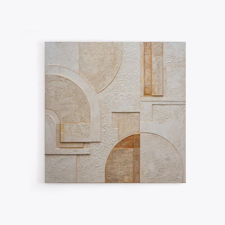Ivory White Plaster Texture Composition Framed Canvas Print, Monochrome Art, Modern Decor, Living Room Decor, Fine Art, Mono, MON-1x1-53