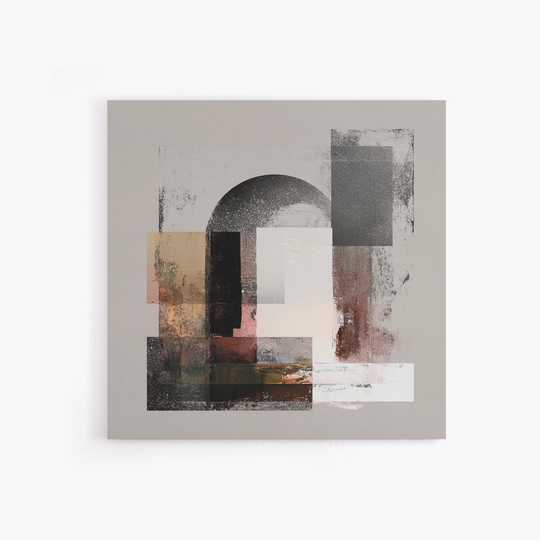 Gray Architectural Arch and Shadow Study Framed Canvas Print, Monochrome Art, Abstract Painting, Living Room Decor, MON-1x1-58