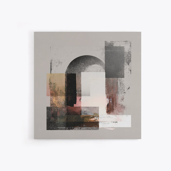 Gray Architectural Arch and Shadow Study Framed Canvas Print, Monochrome Art, Abstract Painting, Living Room Decor, MON-1x1-58