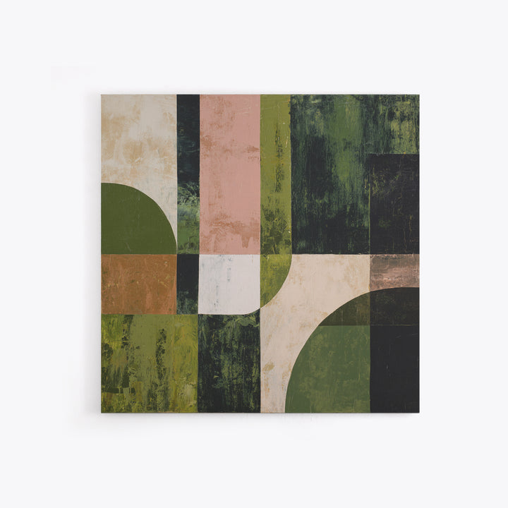 Deep Green Forest Silhouette Study Framed Canvas Print, Monochrome Art, Minimalist Wall Art, Living Room Decor, Fine Art, Mono, MON-1x1-61