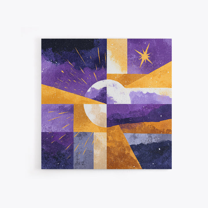 Purple Night Sky Framed Canvas Print, Monochrome Art, Minimalist Wall Art, Living Room Decor, Fine Art, Mono, Minimalist Decor, MON-1x1-63