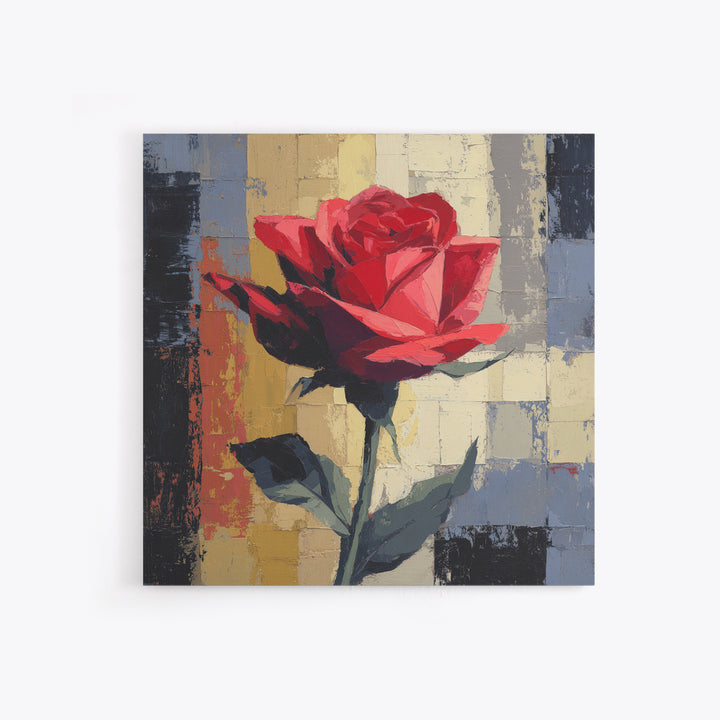Single Red Rose Rendered Only Framed Canvas Print, Monochrome Art, Large Wall Art, Living Room Decor, Fine Art, Mono, MON-1x1-7